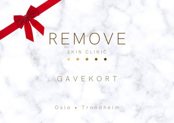 Remove gavekort med tekst: "Remove skin clinique - gavekort - Oslo - Trondheim".